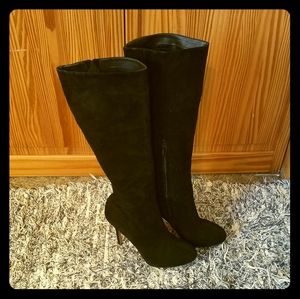 Sam Edelman Black Knee-high Seude Stiletto Boots